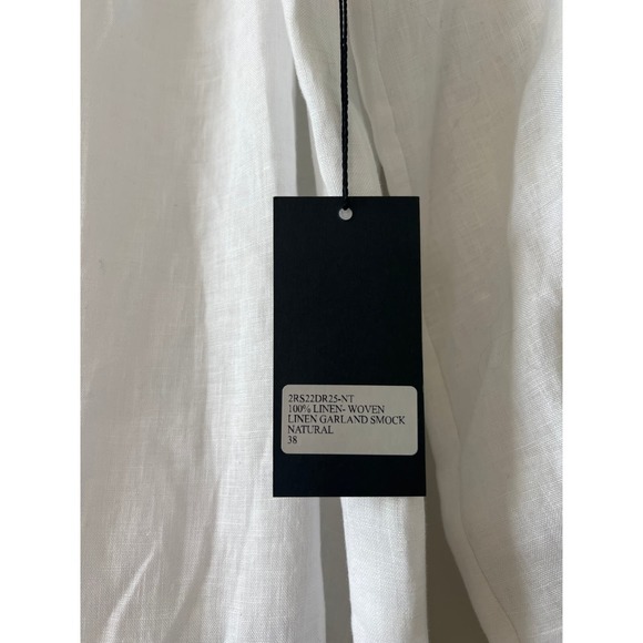 NWT Ephemera Ruffle High Neck Linen Garland Smock Dress in White - Picture 5 of 11